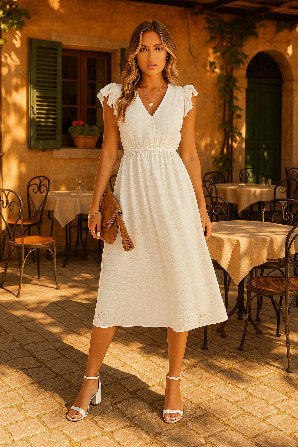 Lucie | Robe à col en V et manches à volants