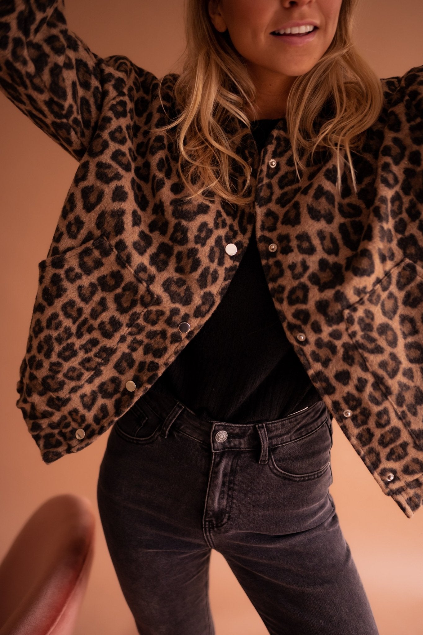 Marine | Veste tendance à imprimé léopard