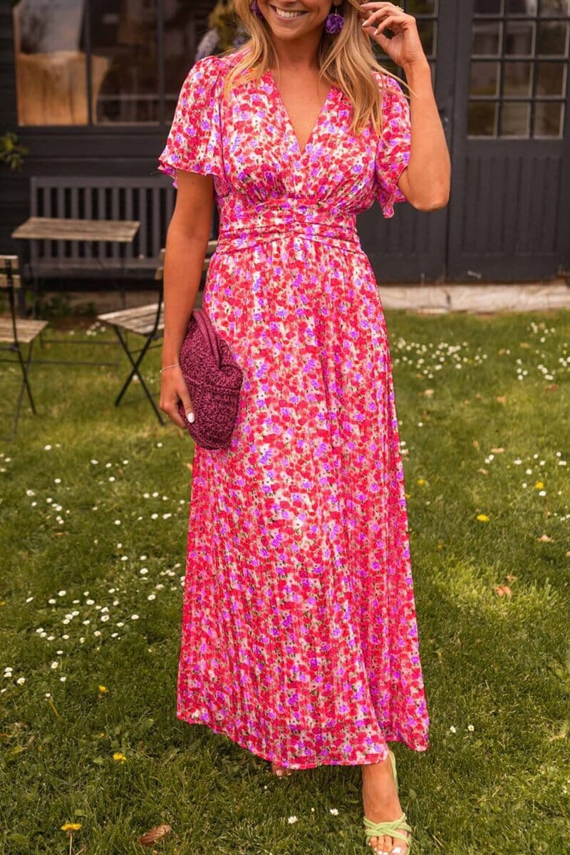 Nadia | Élégante robe longue à col en V