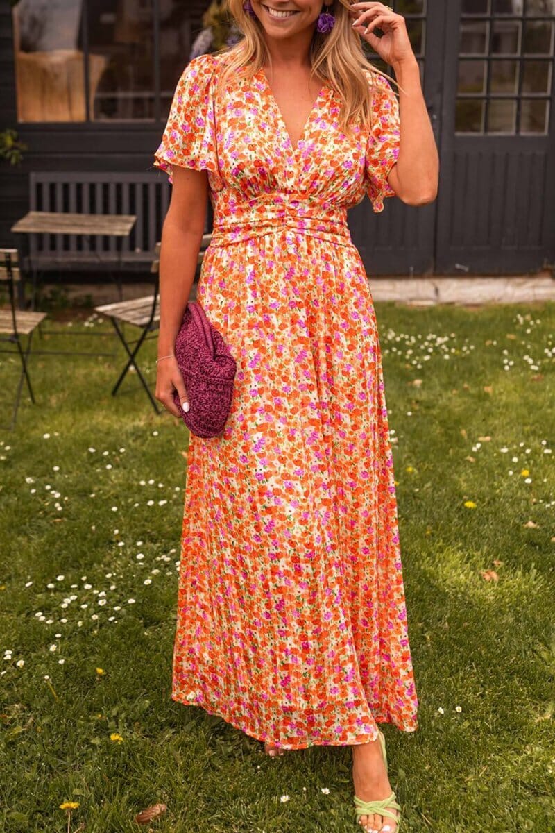 Nadia | Élégante robe longue à col en V