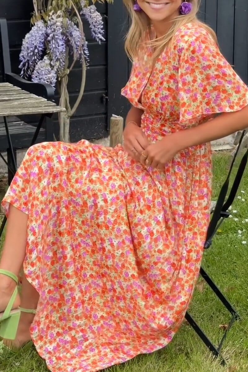 Nadia | Élégante robe longue à col en V
